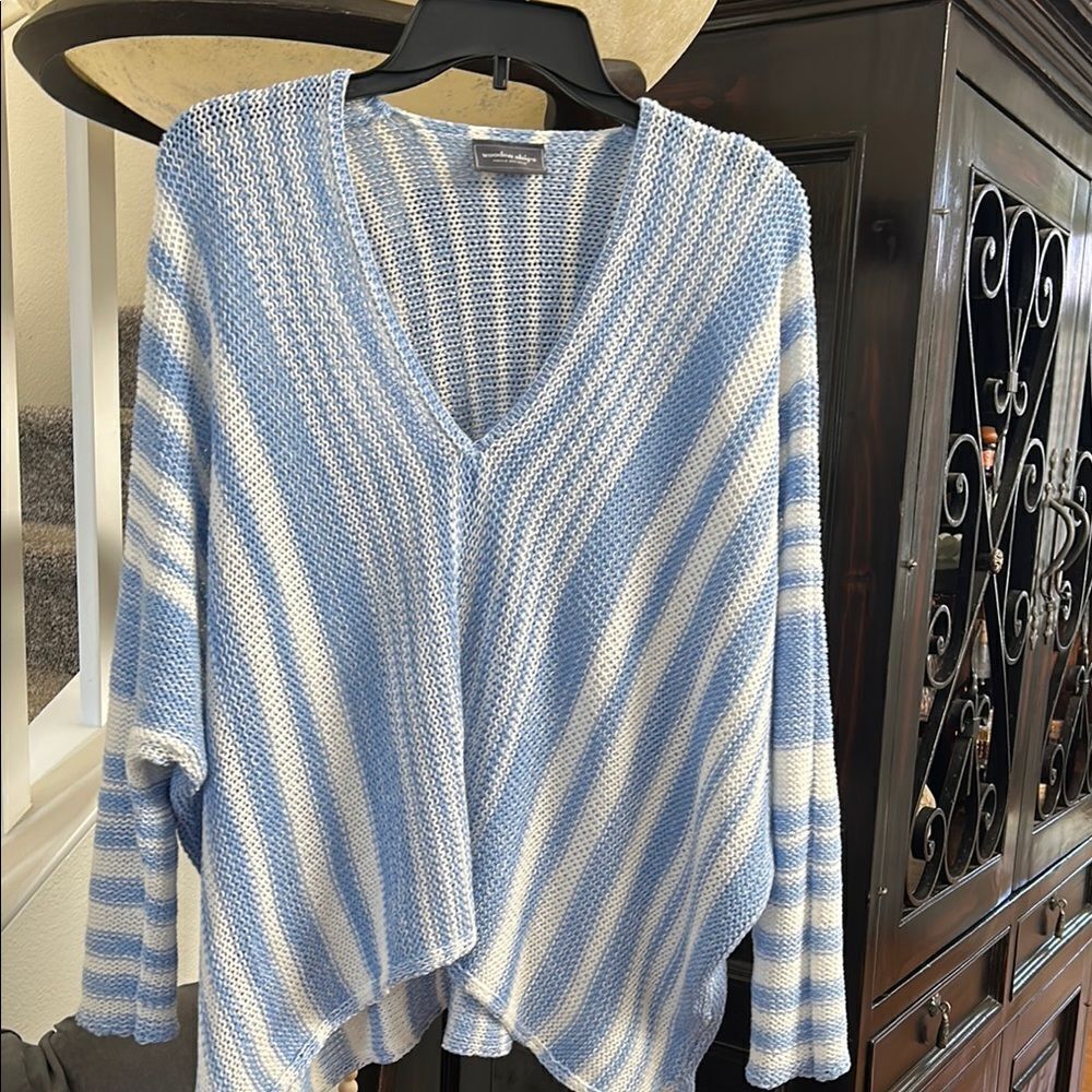 Blue and White Striped Sweater